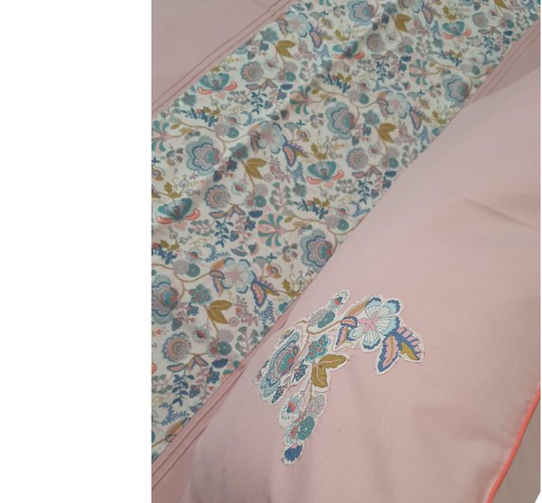 Parure de lit bébé en percale de coton rose - Liberty Tana Lawn Mabelle - 110 x 120
