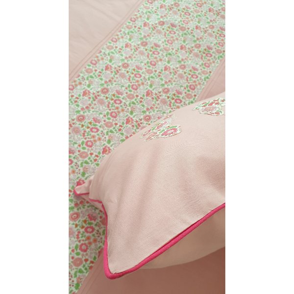 NEW Parure de lit bébé enfant en percale de coton rose - Liberty Danjo rose - 110 x 120