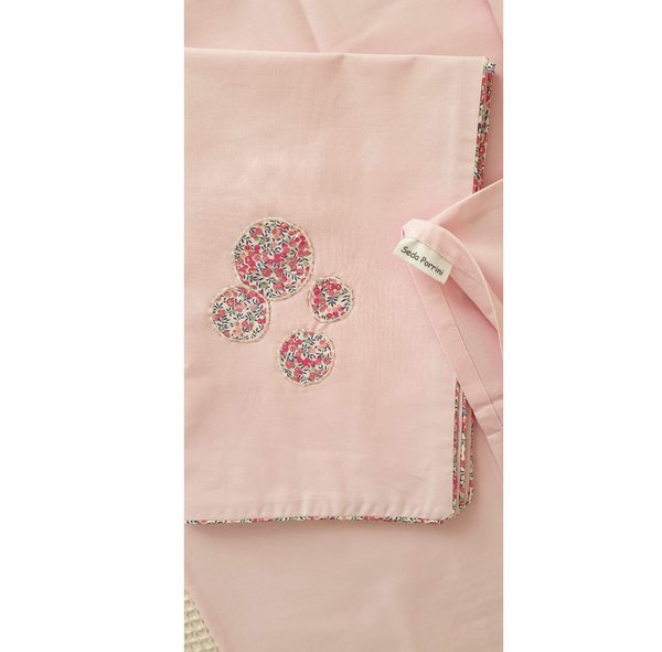 Parure de lit bébé en percale de coton rose - Liberty Wiltshire pois de senteur - 110 x 120