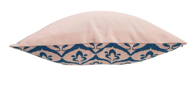 NEW - Housse de coussin ottoman style ikat rose / bleu canard - 50 x 50