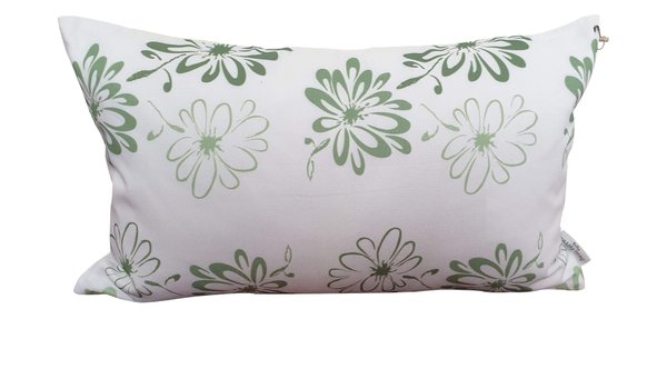 NEW - Housse de coussin motif fleuri vert sauge - 30 x 50