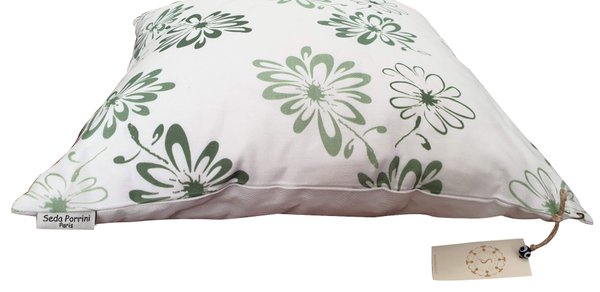 NEW - Housse de coussin motif fleuri vert sauge - 50 x 50